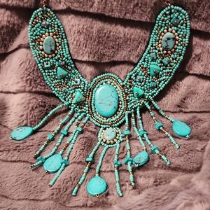 Turquoise Beaded Statement Necklace